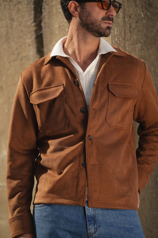 Camel Suede Outershirt-Coat-DONATO-S-Urbanheer