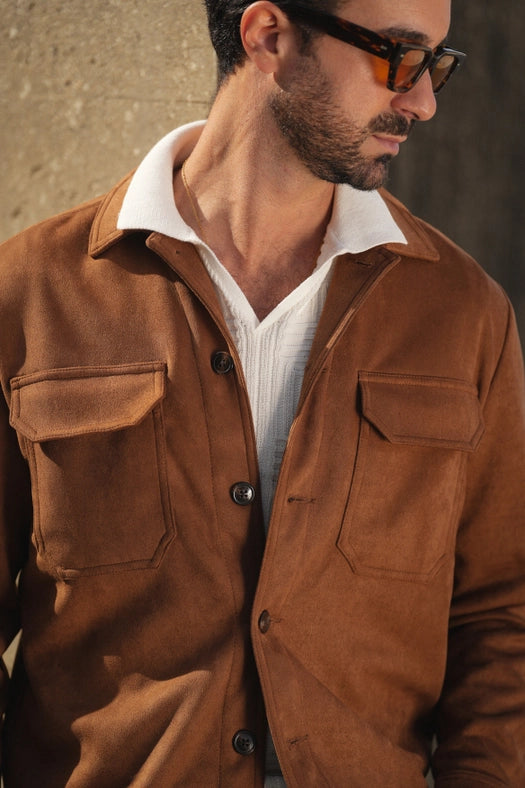 Camel Suede Outershirt-Coat-DONATO-S-Urbanheer