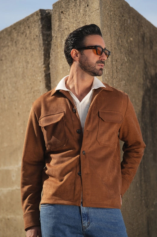 Camel Suede Outershirt-Coat-DONATO-S-Urbanheer