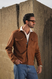 Camel Suede Outershirt-Coat-DONATO-S-Urbanheer