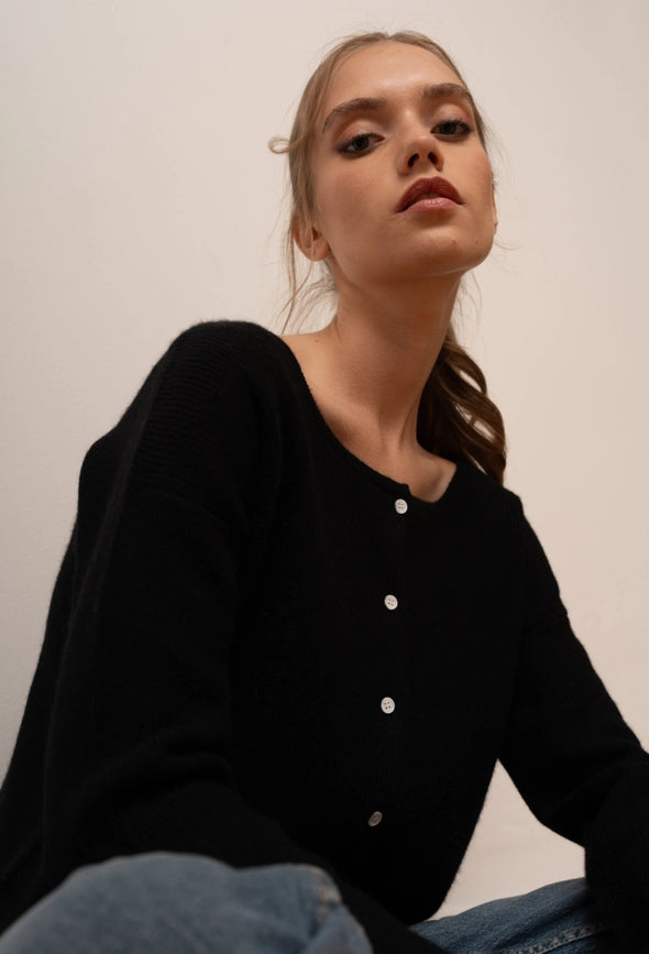Camille Cardigan Black-Cardigan-Bel Cashmere S.C.-S-Black-Urbanheer