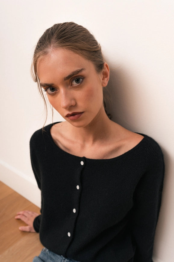 Camille Cardigan Black-Cardigan-Bel Cashmere S.C.-S-Black-Urbanheer