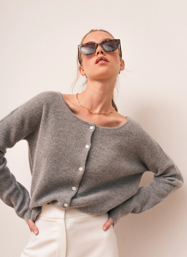 Camille Cardigan GREY-Cardigan-Bel Cashmere S.C.-S-GREY-Urbanheer