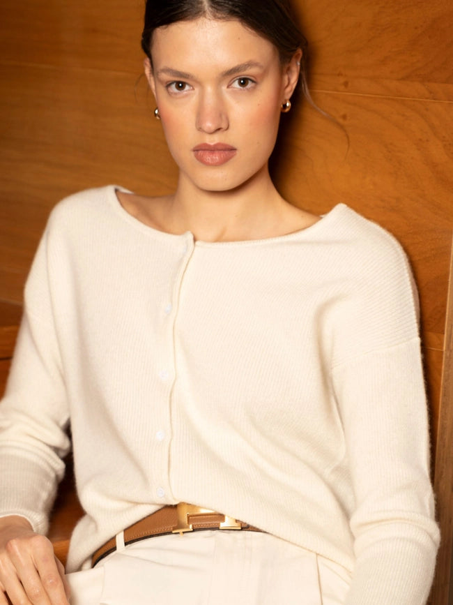Camille Cardigan Ivory-Cardigan-Bel Cashmere S.C.-XL-Ivory-Urbanheer