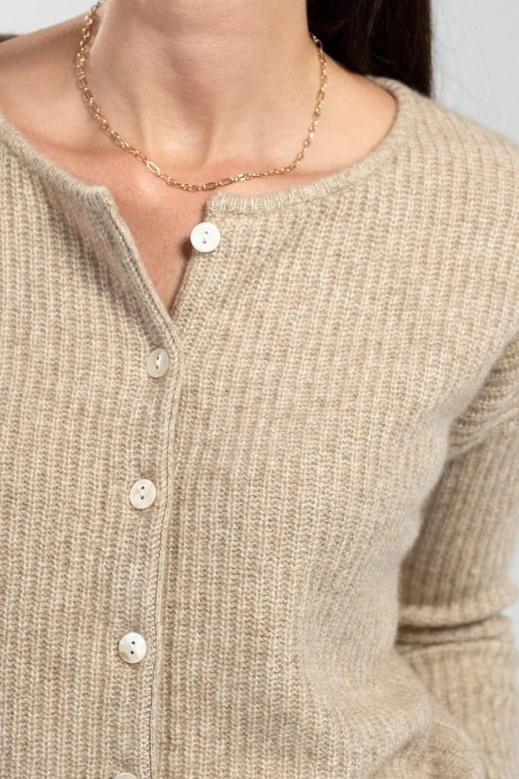 Camille Cashmere and Silk Cardigan Jaspe Beige-Cardigan-Bel Cashmere S.C.-S-Beige-Urbanheer