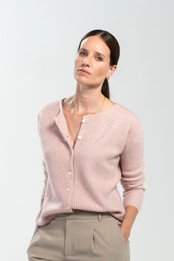 Camille Cashmere and Silk Cardigan Jaspe Pink-Cardigan-Bel Cashmere S.C.-S-Pink-Urbanheer
