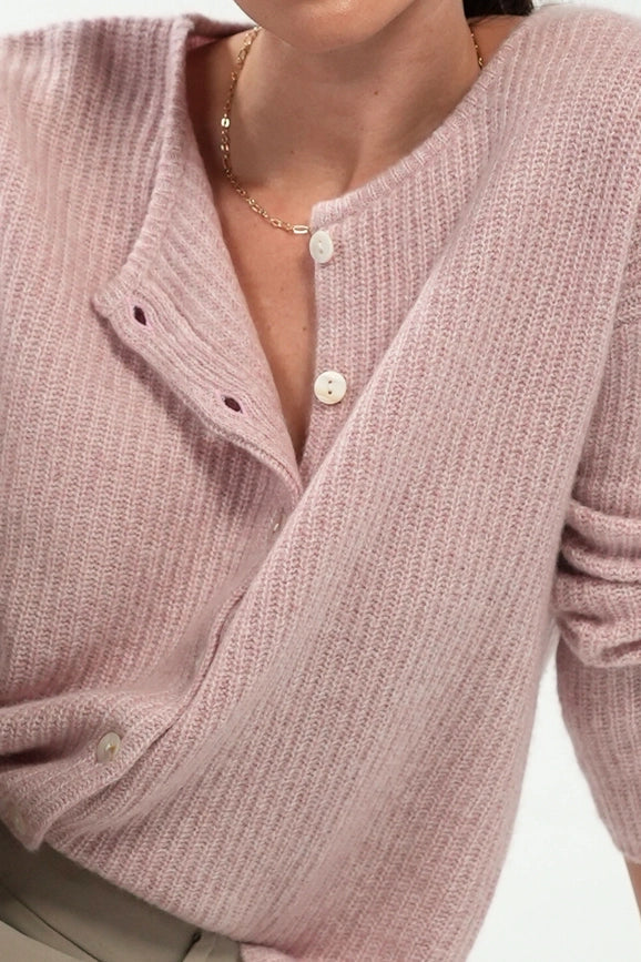 Camille Cashmere and Silk Cardigan Jaspe Pink-Cardigan-Bel Cashmere S.C.-S-Pink-Urbanheer