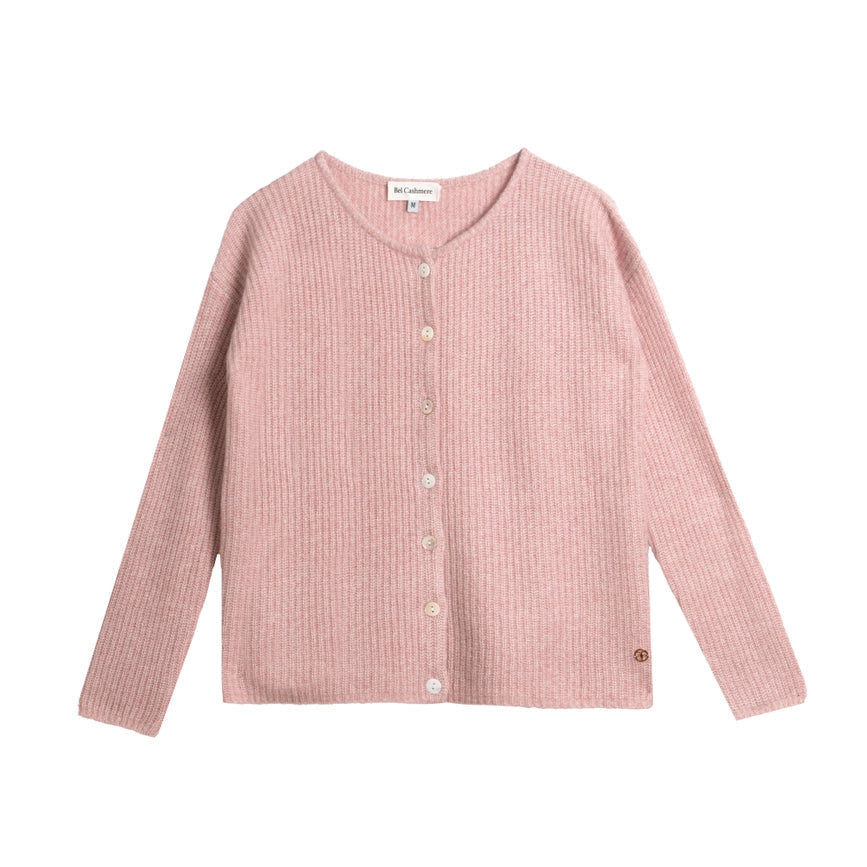 Camille Cashmere and Silk Cardigan Jaspe Pink-Cardigan-Bel Cashmere S.C.-S-Pink-Urbanheer