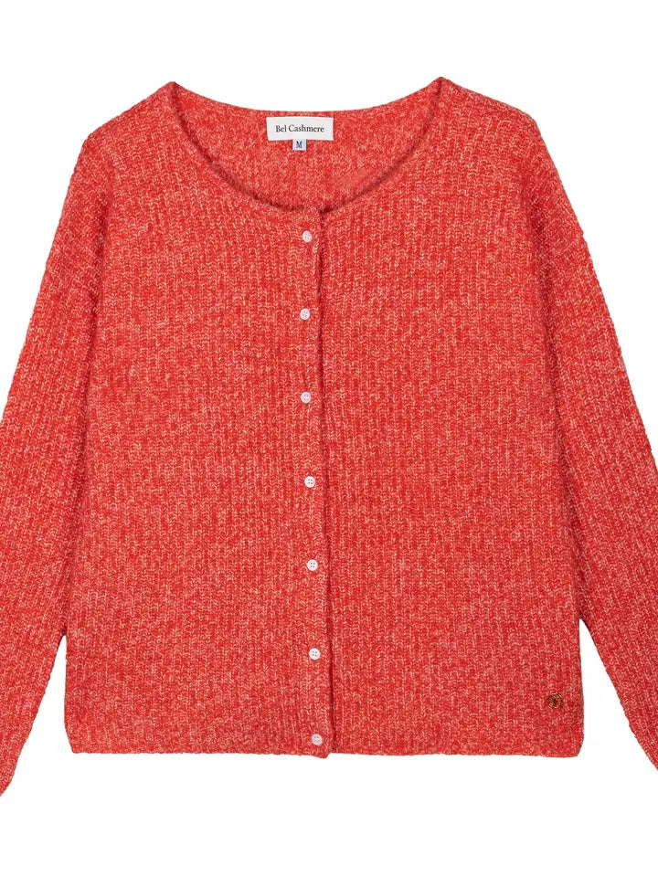 Camille Cashmere and Silk Cardigan Jaspe red-Cardigan-Bel Cashmere S.C.-S-jaspe red-Urbanheer