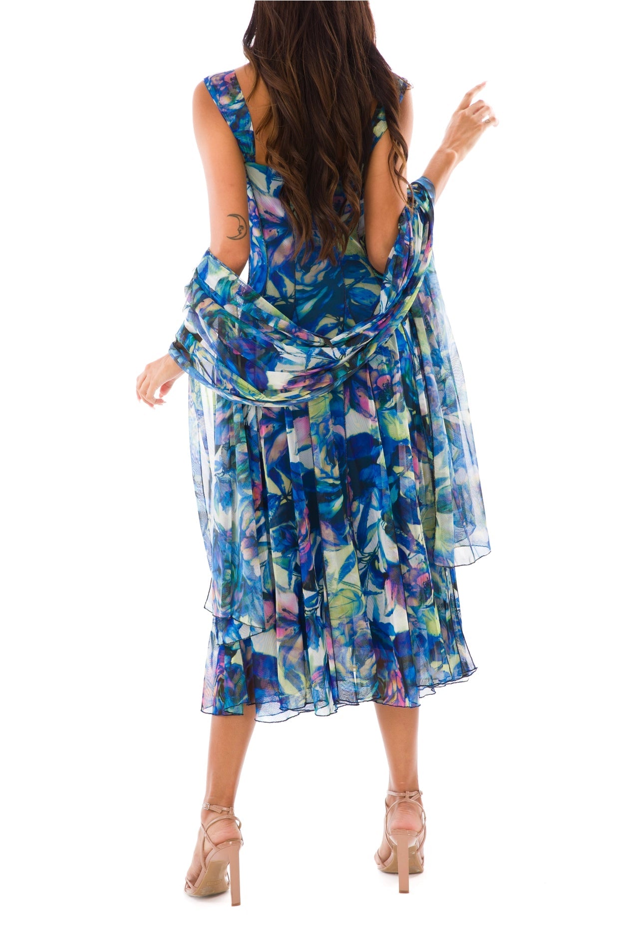 Camille Sleeveless Tea Length Fit N Flare Paneled Dress-Elana Kattan-S-Urbanheer