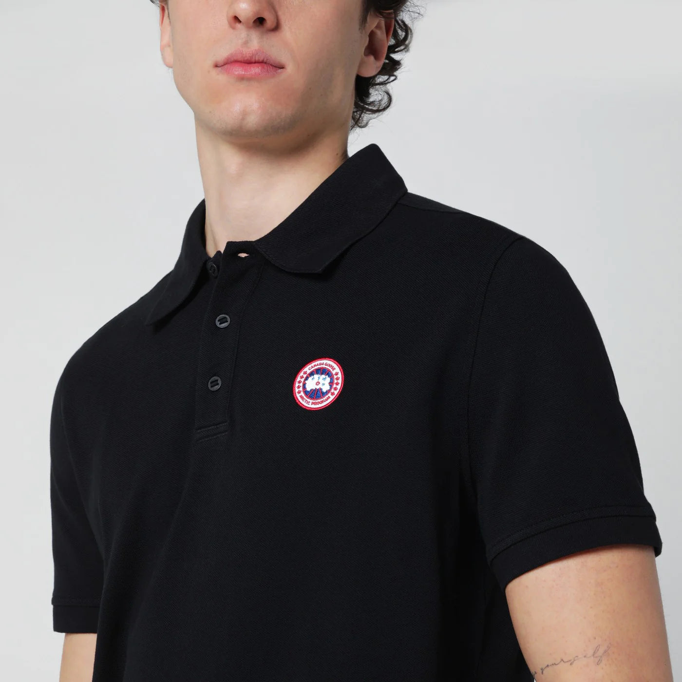Canada Goose Black polo shirt with logo patch
