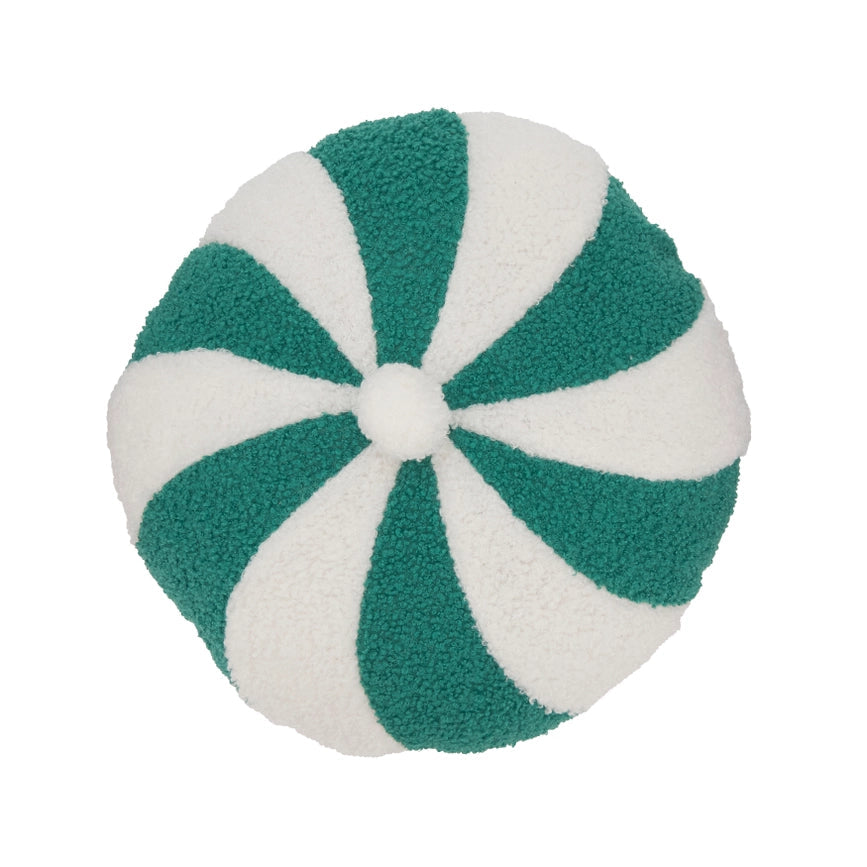Candy Cane Pillow - Poly Filled White/Green-Pillow-Saro Lifestyle-13 x 13 x 3 in (33 x 33 x 7.6 cm)-Urbanheer