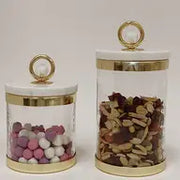 Canister with Marble Lid and Clear Ball Knob (3 Sizes)