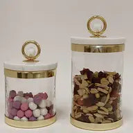 Canister with Marble Lid and Clear Ball Knob (3 Sizes)