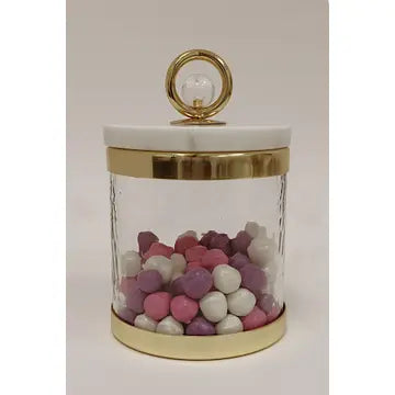 Canister with Marble Lid and Clear Ball Knob (3 Sizes)