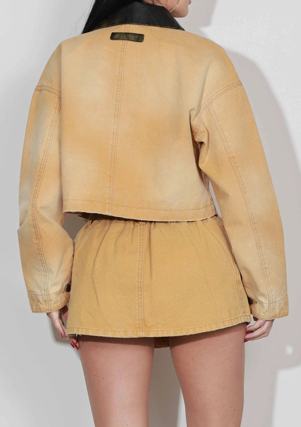 Canvas Trucker Jacket-Jacket-Vibrant M.i.U-S-Sand-Urbanheer