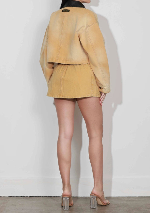 Canvas Trucker Jacket-Jacket-Vibrant M.i.U-S-Sand-Urbanheer