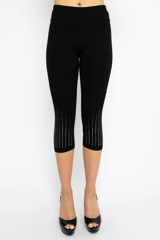 Capri Leggings With Stones-Leggings-VOCAL-S-Black-Urbanheer