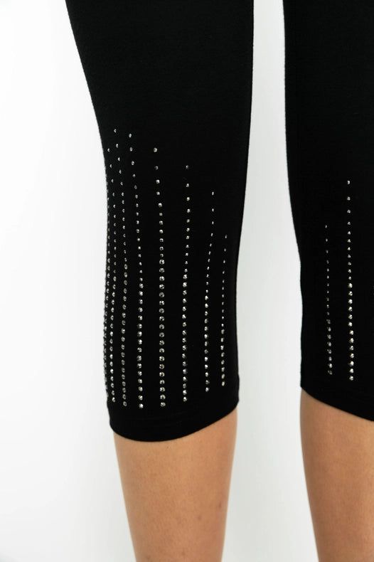 Capri Leggings With Stones-Leggings-VOCAL-S-Black-Urbanheer