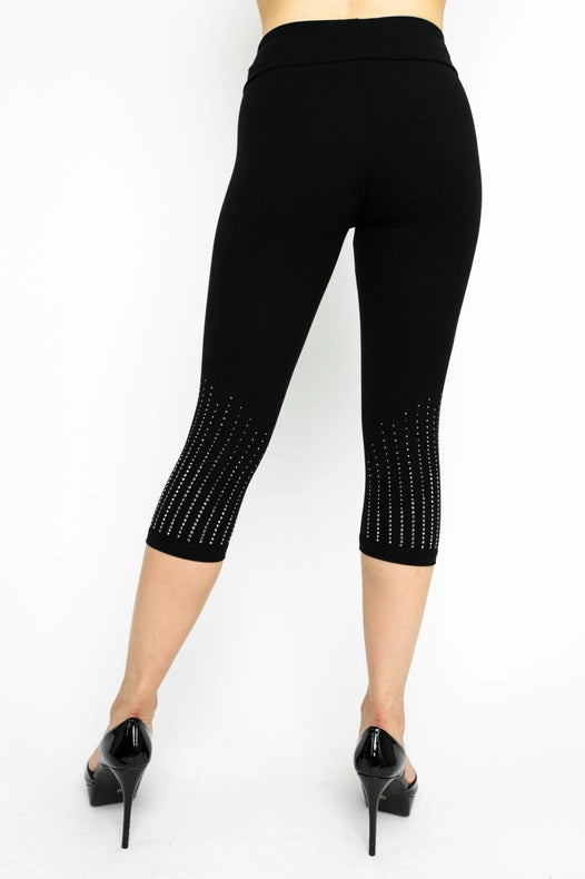 Capri Leggings With Stones-Leggings-VOCAL-S-Black-Urbanheer
