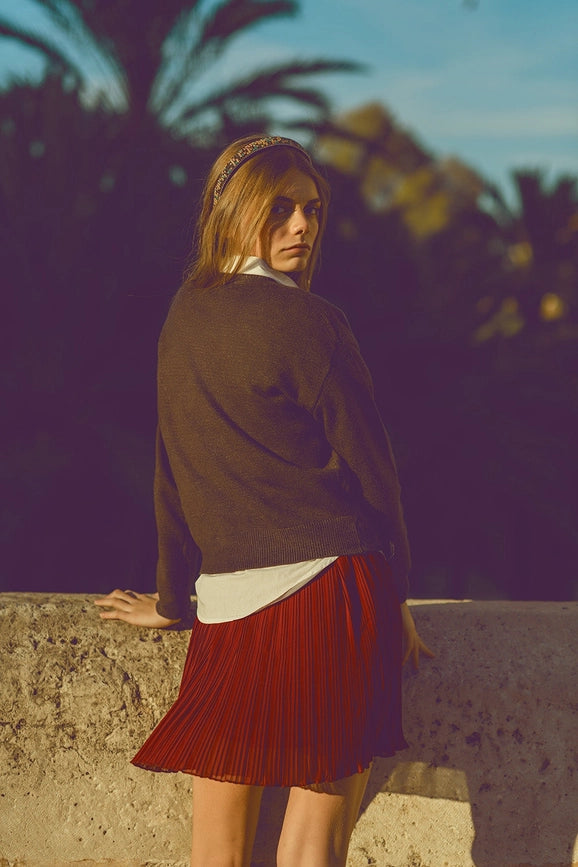 Carbon Grey Sweater with Red Heart Detail-Sweater-Q2-S-Grey-Urbanheer