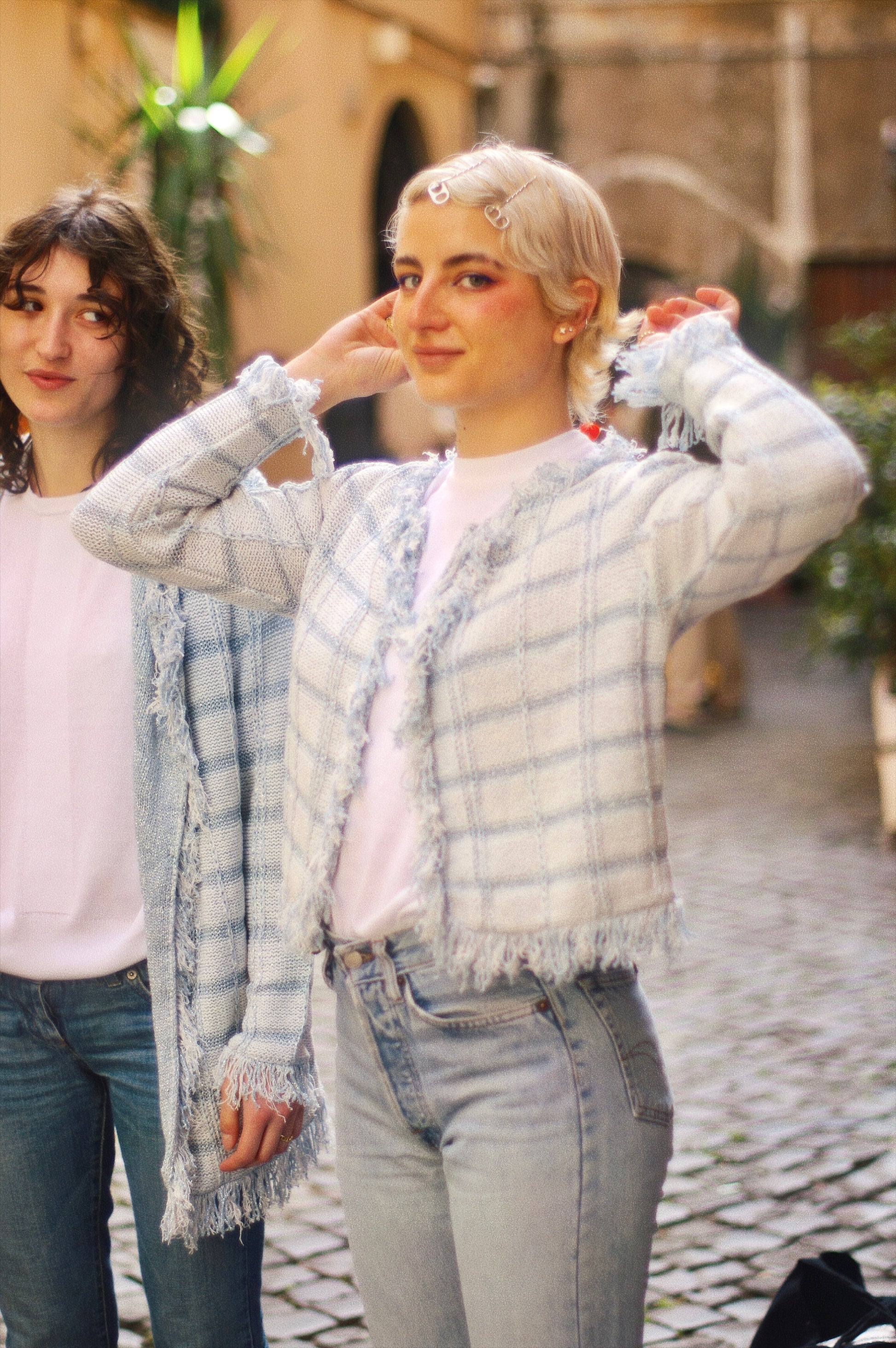 Cardigan Corto Con Inserti In Lurex - Ornella-CARDIGAN-Tenné-S-CELESTE + LUREX-Urbanheer