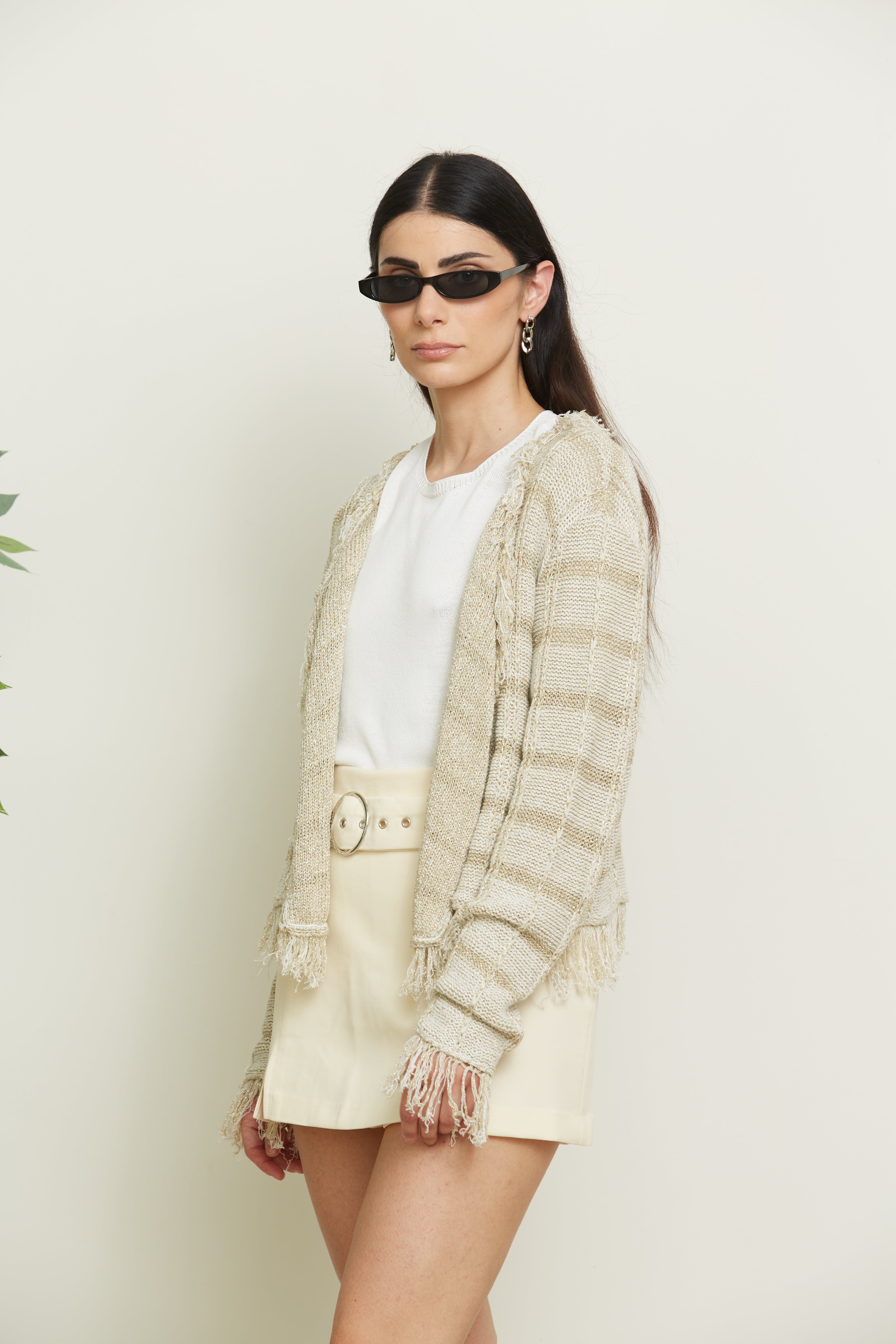 Cardigan Corto Con Inserti In Lurex - Ornella-CARDIGAN-Tenné-S-ORO + LUREX-Urbanheer