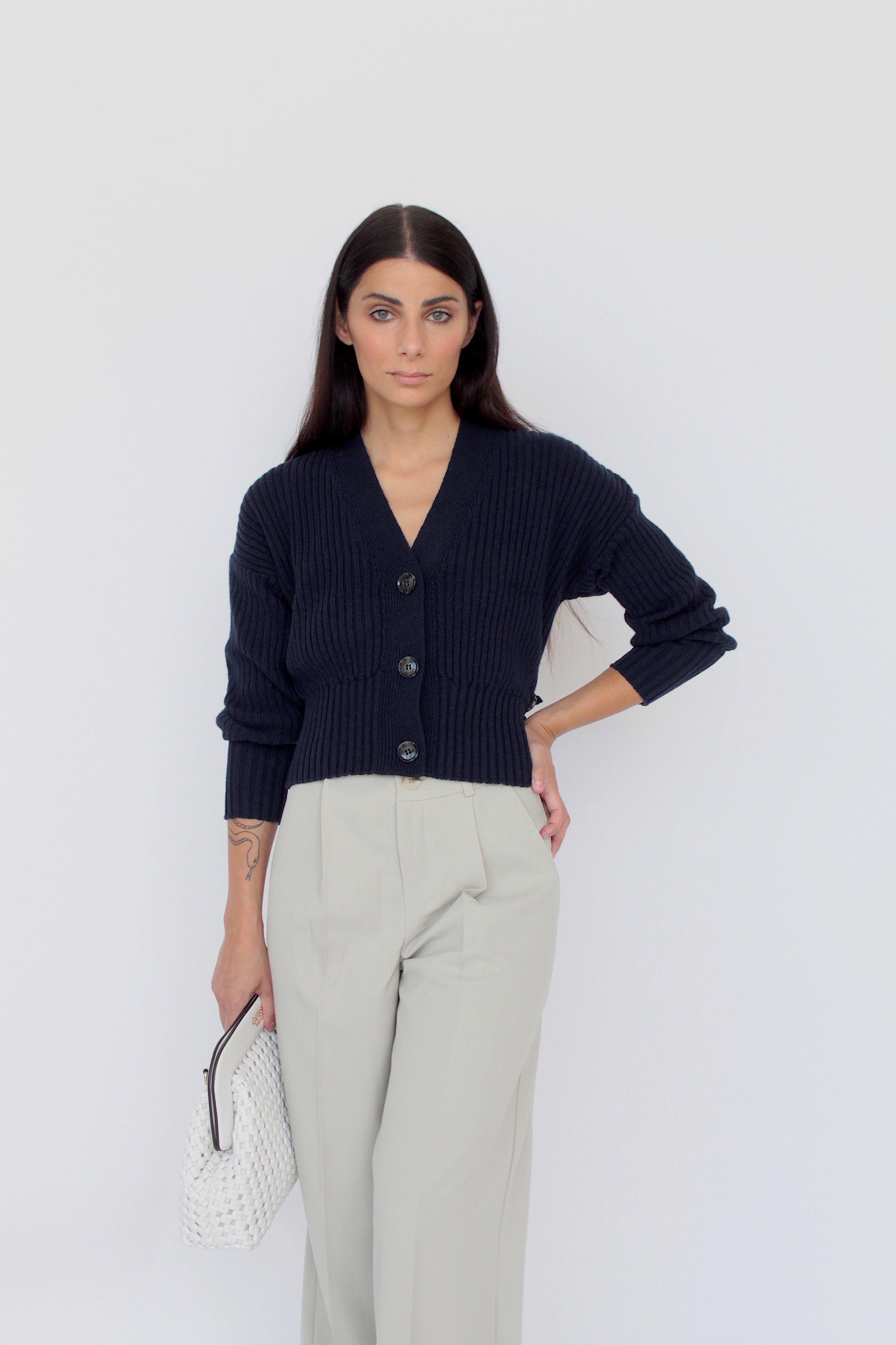 Cardigan In Misto Cashmere - Anis-CARDIGAN-Tenné-XS-PANNA-Urbanheer