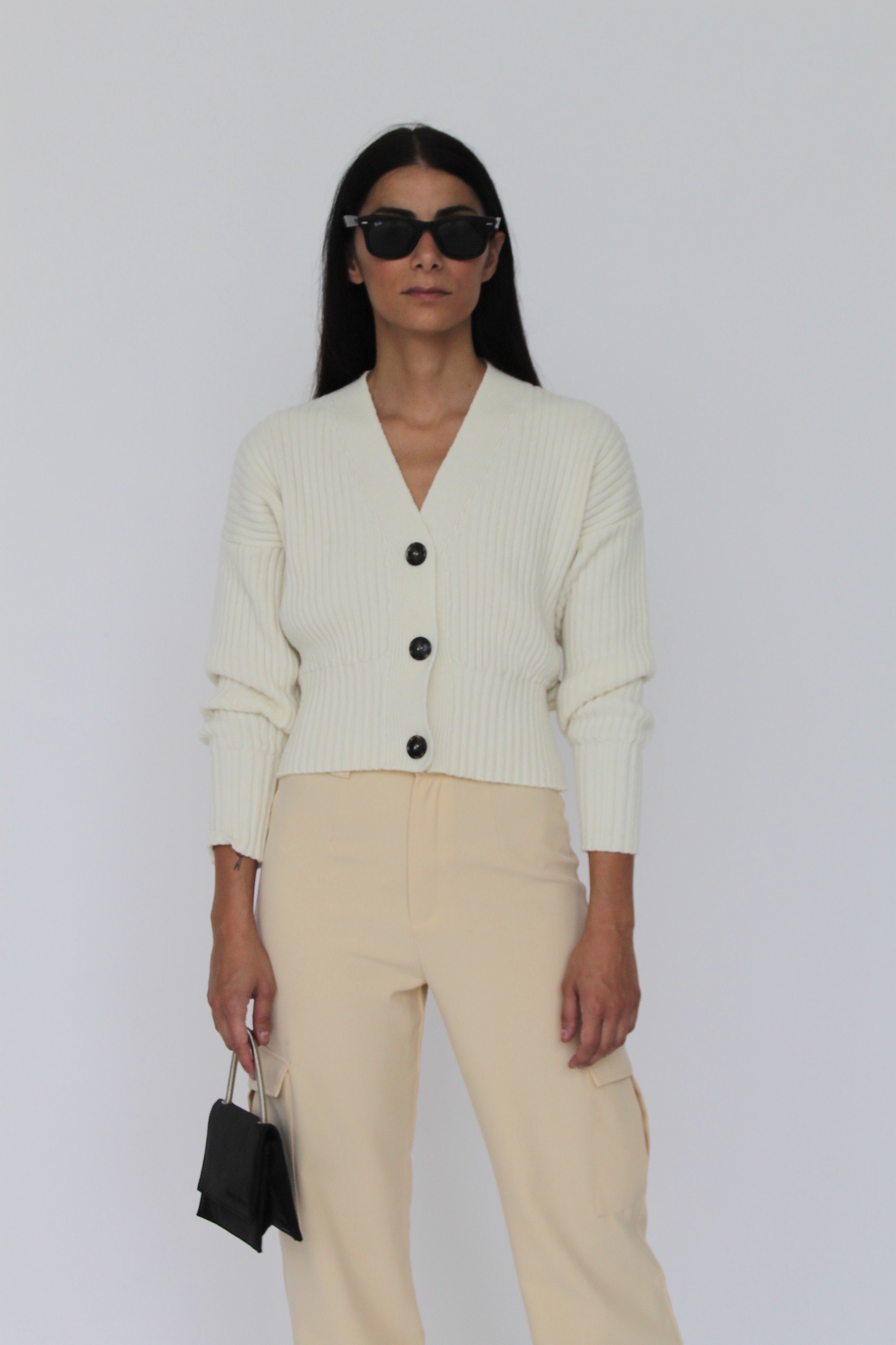 Cardigan In Misto Cashmere - Anis-CARDIGAN-Tenné-XS-PANNA-Urbanheer