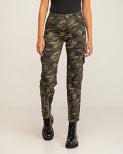 Cargo Style Straight Denim with Camouflage Print-Jeans-Tantra-S-GREEN-Urbanheer