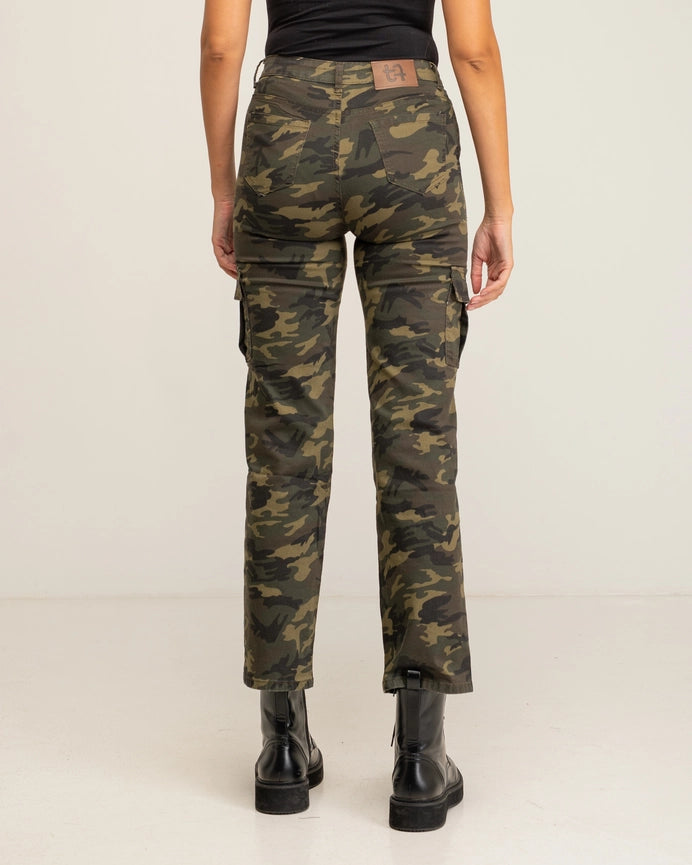 Cargo Style Straight Denim with Camouflage Print-Jeans-Tantra-S-GREEN-Urbanheer