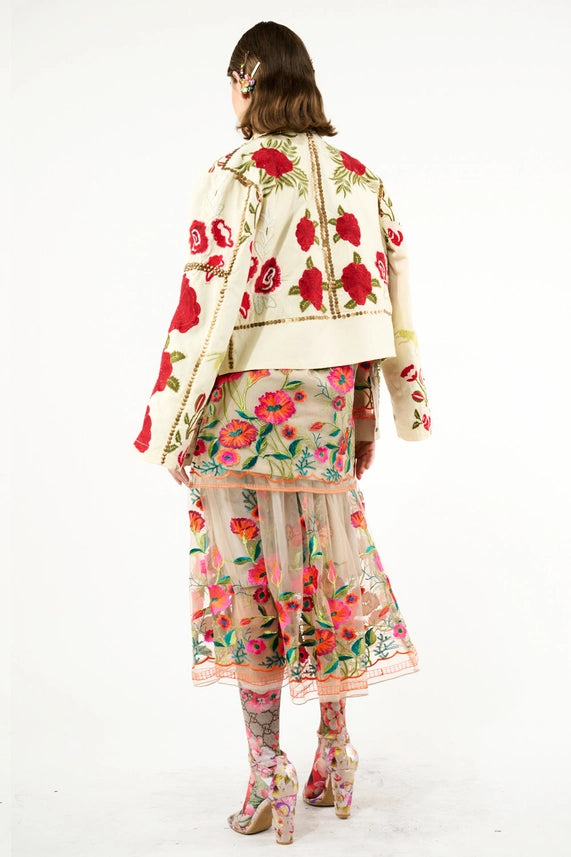 Carmen Embroidered Denim Motorcycle Jacket-Jacket-Aratta-XS-Ivory-Urbanheer