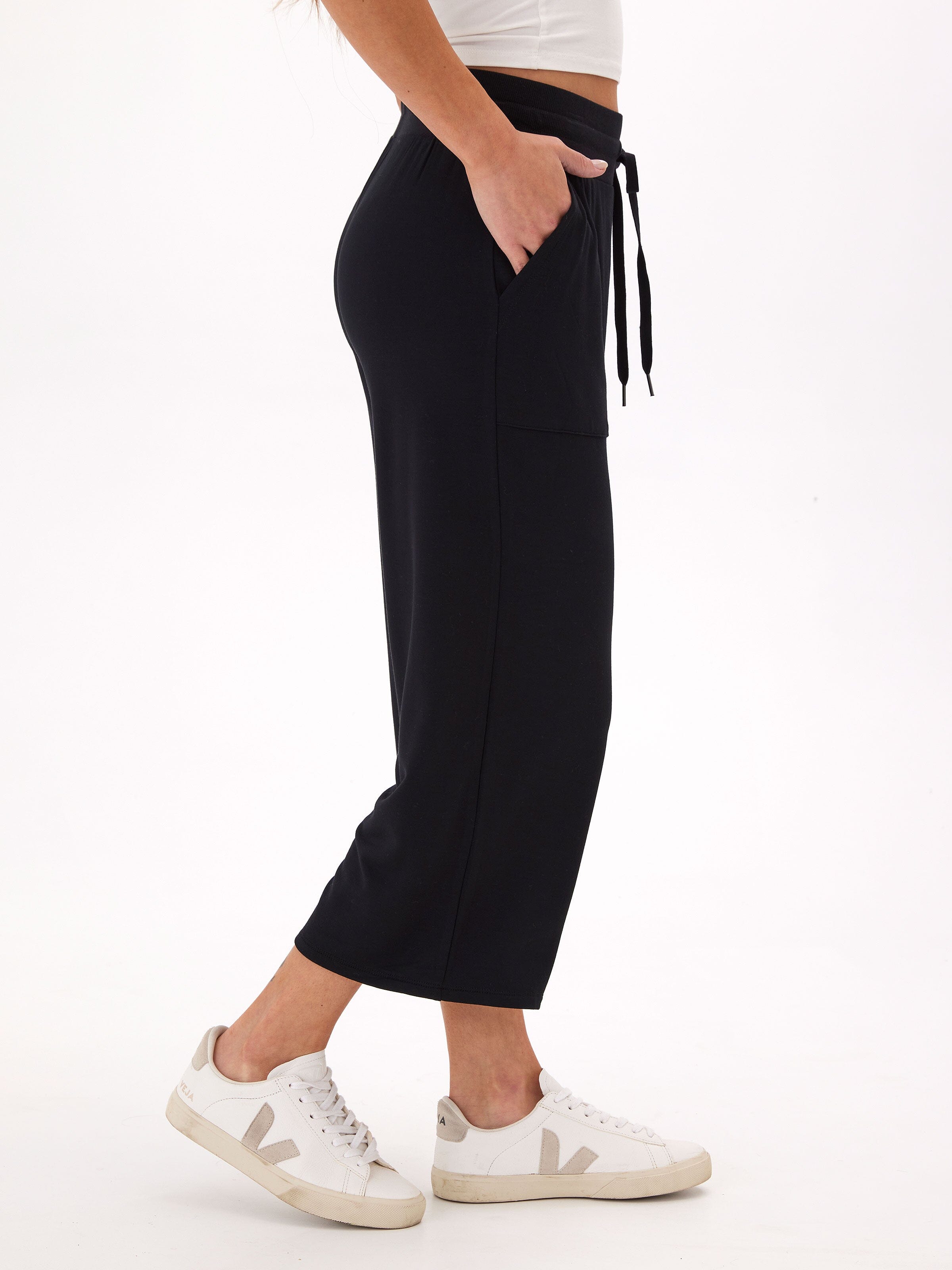 Carrie Feather Fleece Wide Leg Crop Pant 22"