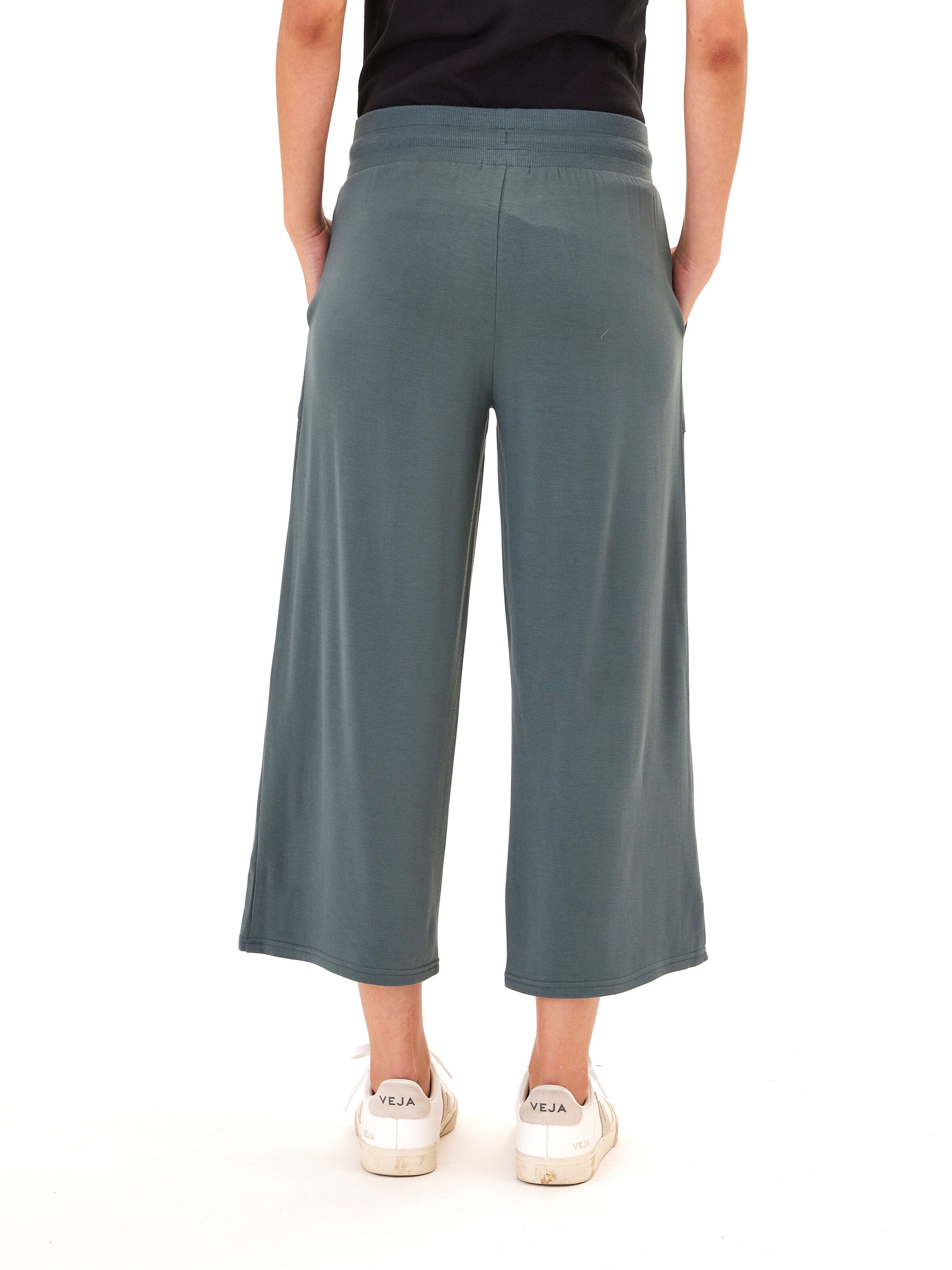 Carrie Feather Fleece Wide Leg Crop Pant 22"