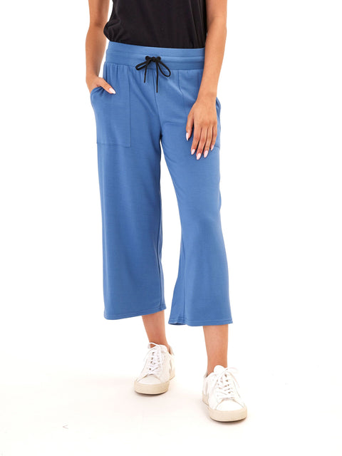 Carrie Feather Fleece Wide Leg Crop Pant 22"