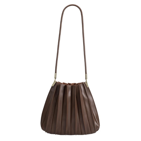 Carrie Pleated Vegan Leather Shoulder Bag