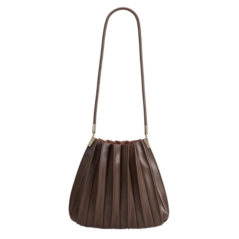 Carrie Pleated Vegan Leather Shoulder Bag