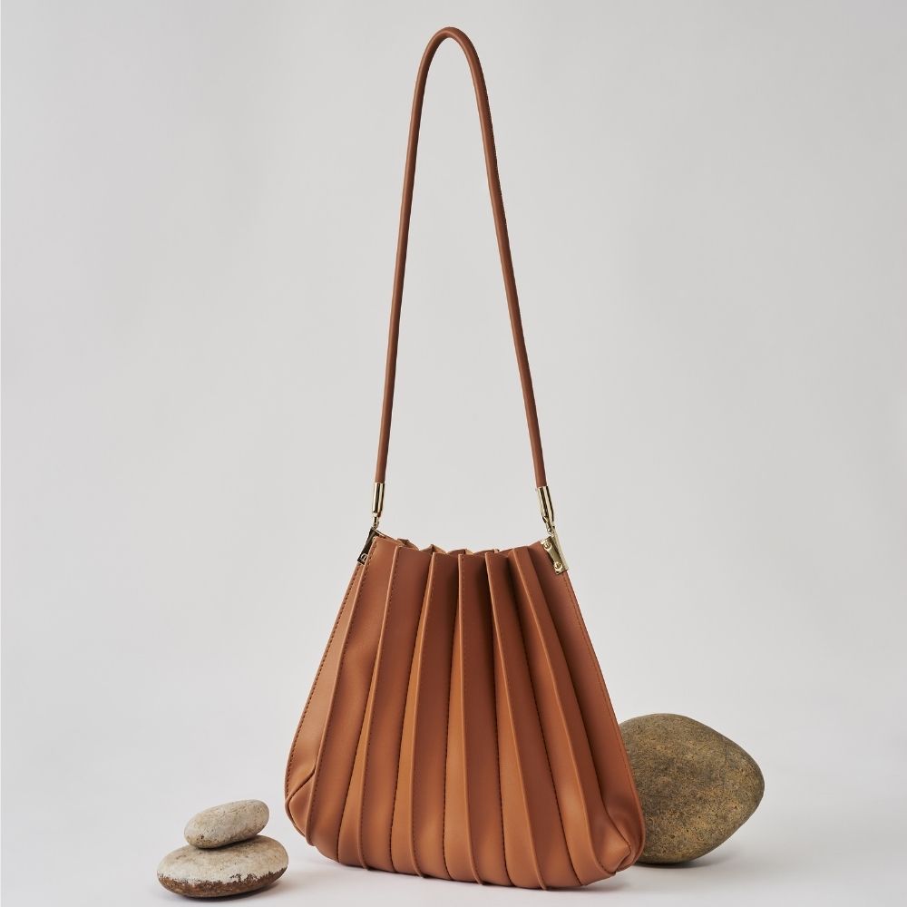 Carrie Pleated Vegan Leather Shoulder Bag