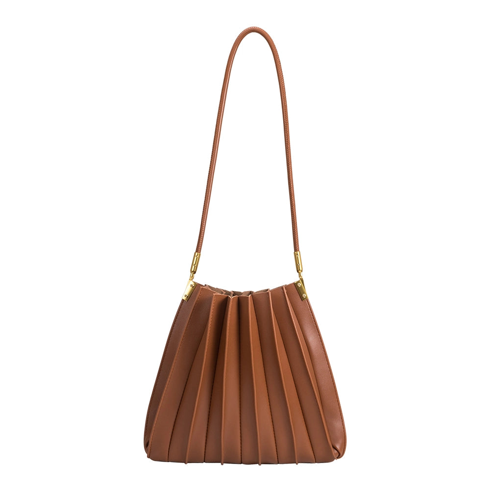 Carrie Pleated Vegan Leather Shoulder Bag