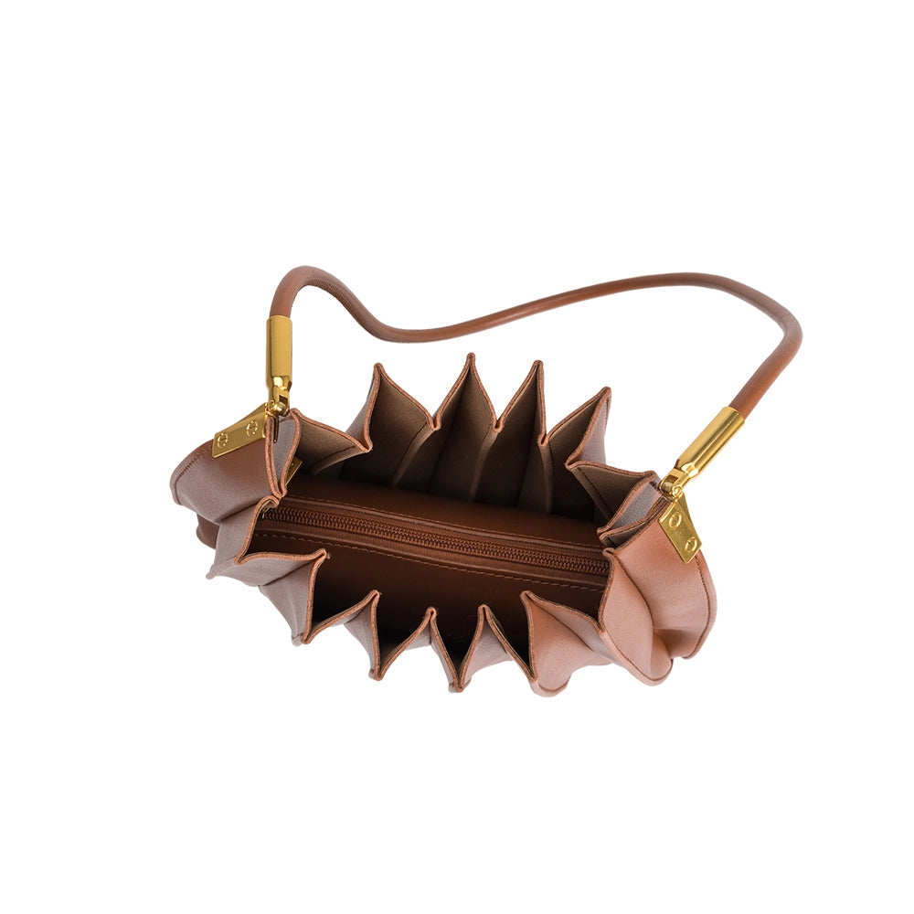 Carrie Pleated Vegan Leather Shoulder Bag