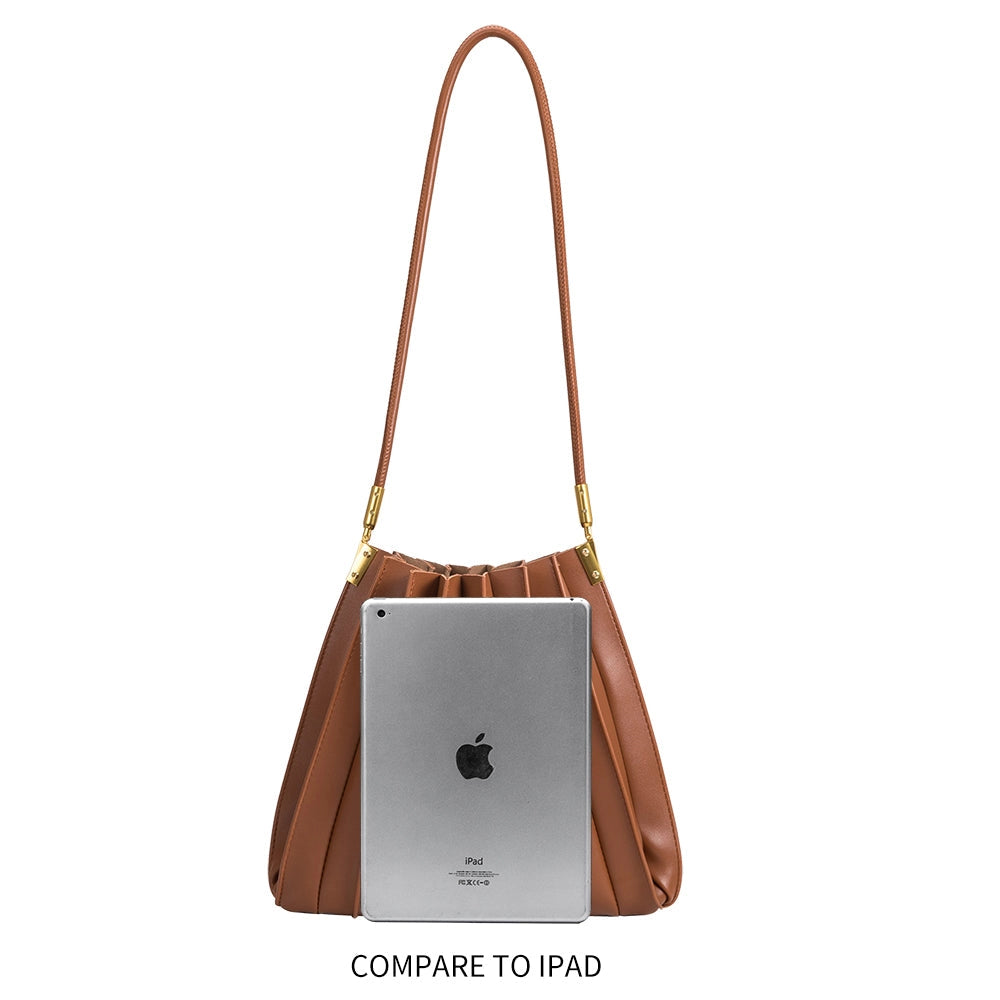 Carrie Pleated Vegan Leather Shoulder Bag