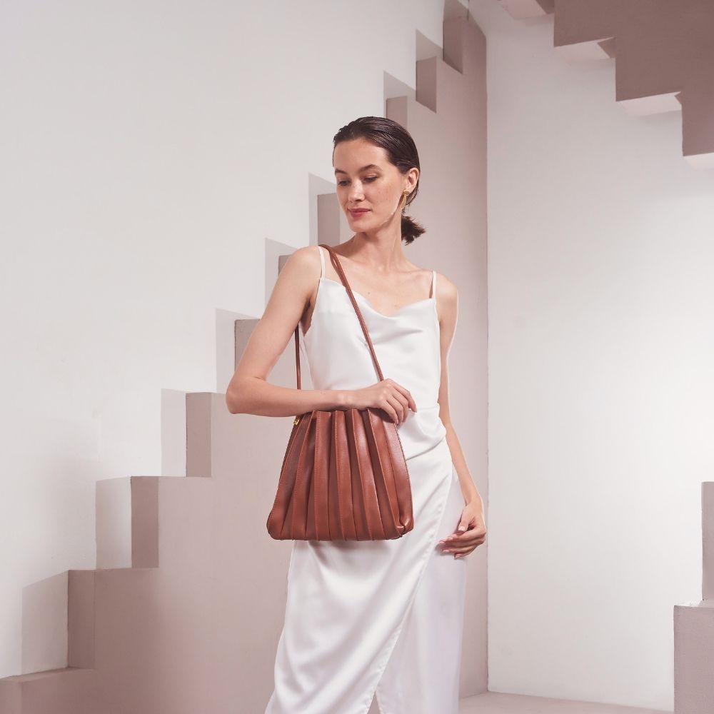 Carrie Pleated Vegan Leather Shoulder Bag
