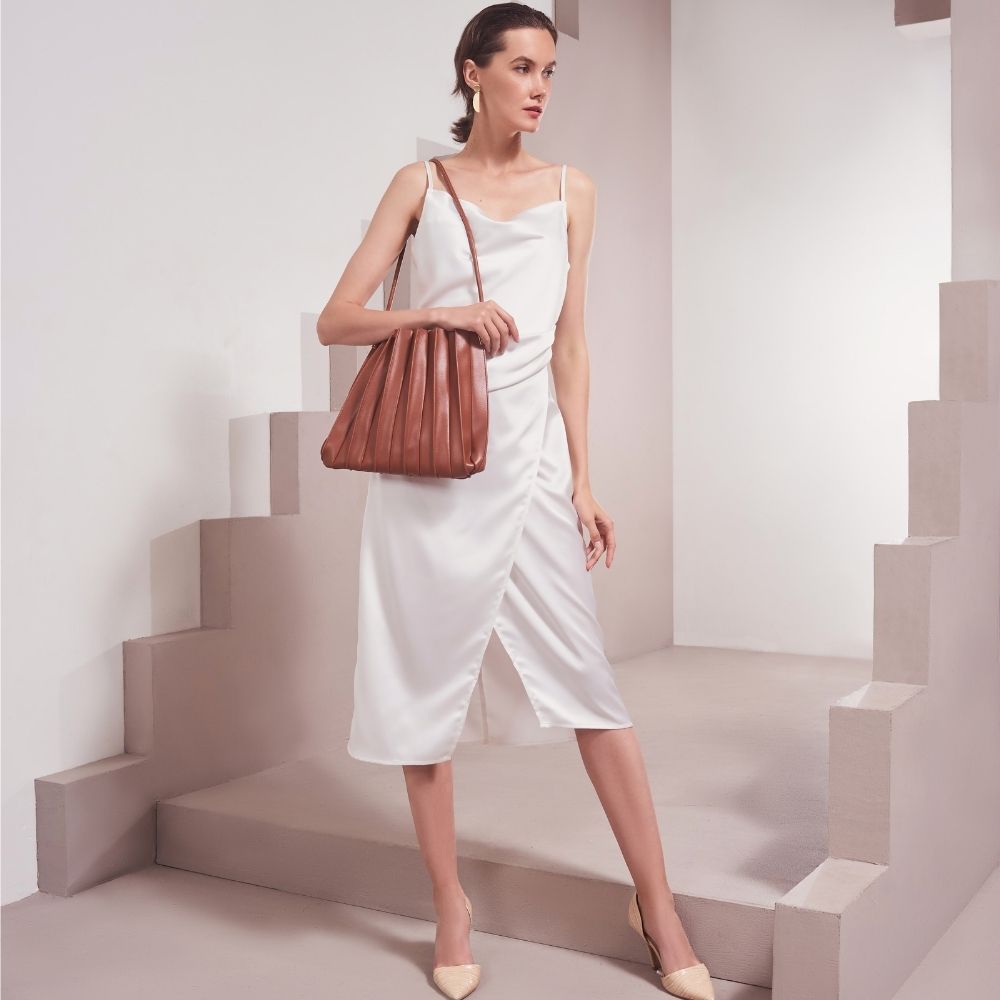 Carrie Pleated Vegan Leather Shoulder Bag