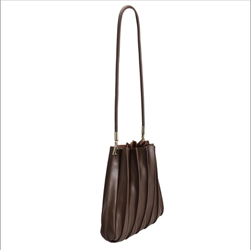Carrie Pleated Vegan Leather Shoulder Bag