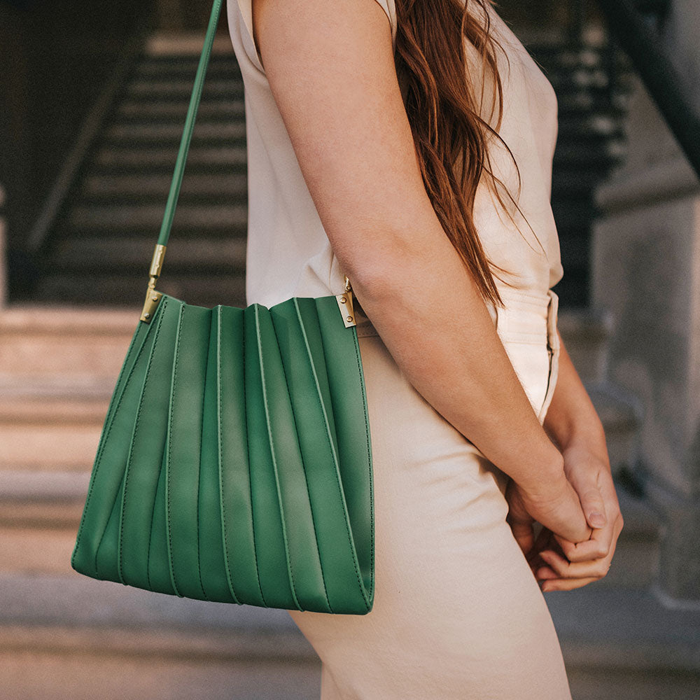 Carrie Pleated Vegan Leather Shoulder Bag