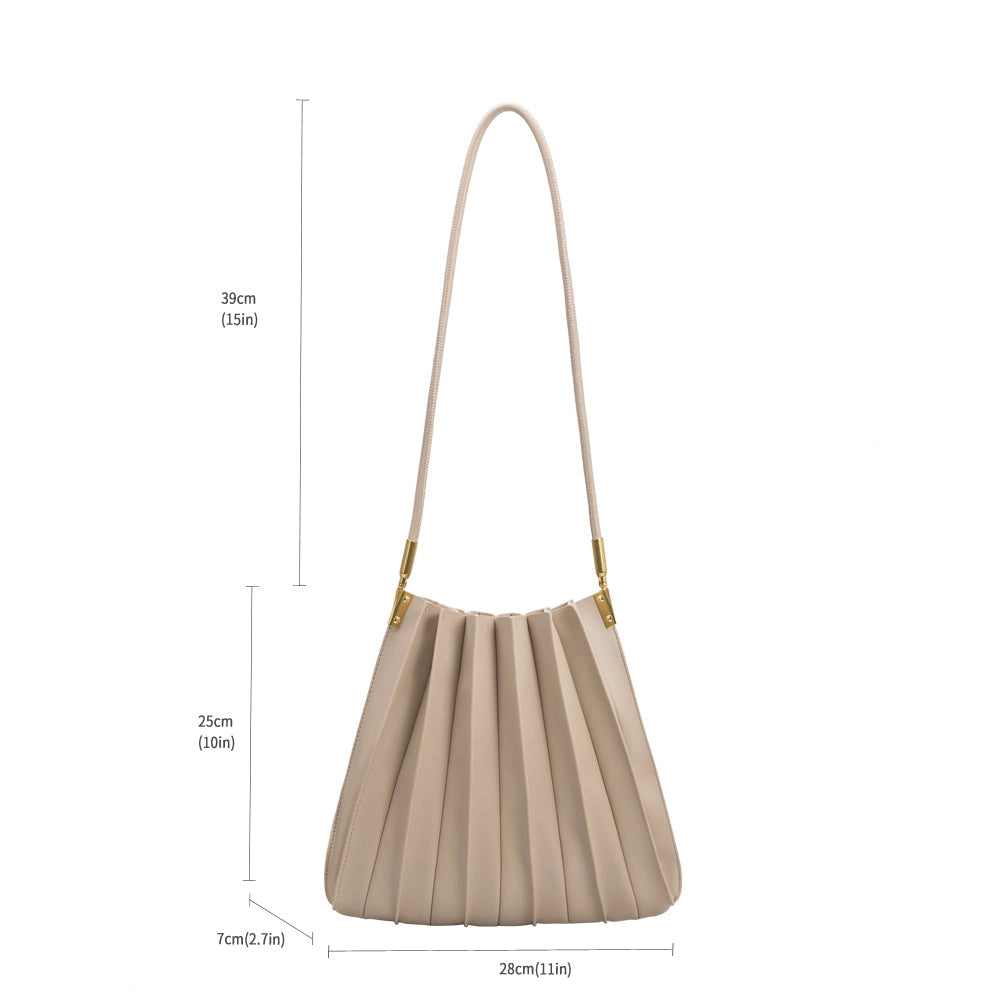 Carrie Pleated Vegan Leather Shoulder Bag