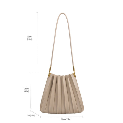 Carrie Pleated Vegan Leather Shoulder Bag