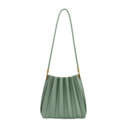 Carrie Sage Pleated Vegan Shoulder Bag-Bag-Melie Bianco-11"W x 10"H x 2.7"D-Urbanheer
