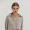 Carter Waffle Polo Sweater Knit Top H. GREY-Top-Crescent-XS-H. GREY-Urbanheer