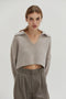 Carter Waffle Polo Sweater Knit Top H. GREY-Top-Crescent-XS-H. GREY-Urbanheer